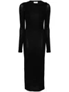 Saint Laurent Open-back Wool, Cashmere And Silk-blend Maxi Dress In Black