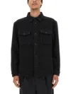 Saint Laurent Wool And Denim Shirt In Nero