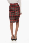Saint Laurent Pleated Checked Wool-blend Skirt