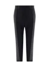 Saint Laurent Wool Blend Trouser With Frontal Fold In Black