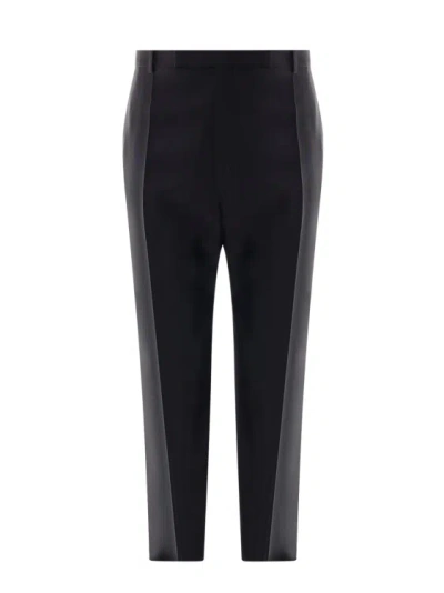 Saint Laurent Wool Blend Trouser With Frontal Fold In Black