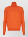 Saint Laurent Wool Blend Turtleneck Sweater In Orange