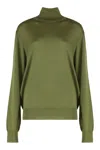 Saint Laurent Wool Blend Turtleneck Sweater In Green