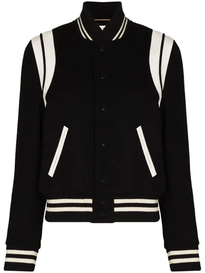 Saint Laurent Black Black Two Tone Varsity Jacket