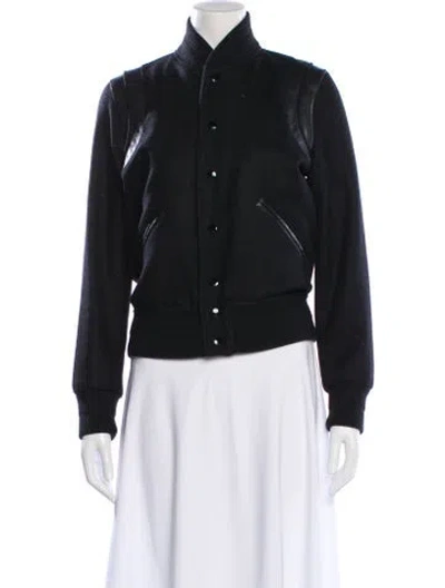 Pre-owned Saint Laurent Wool Bomber Jacket In Black