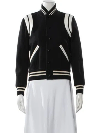 Pre-owned Saint Laurent Wool Bomber Jacket In Black
