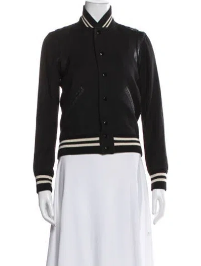 Pre-owned Saint Laurent Wool Bomber Jacket In Black