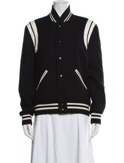 Pre-owned Saint Laurent Wool Bomber Jacket In Black