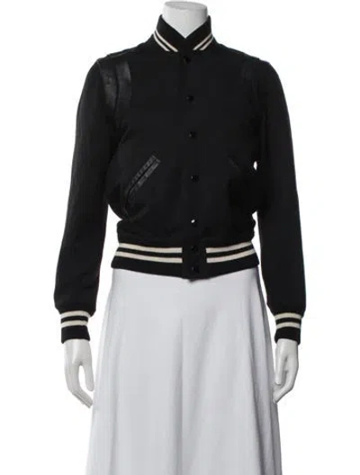 Pre-owned Saint Laurent Wool Bomber Jacket In Black