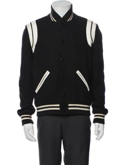 Pre-owned Saint Laurent Wool Bomber Jacket In Black
