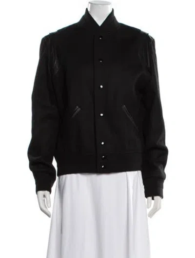 Pre-owned Saint Laurent Wool Bomber Jacket In Black