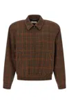Saint Laurent Check-pattern Bomber Jacket In Brown