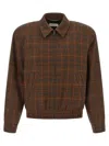 Saint Laurent Check-pattern Bomber Jacket In Brown