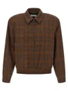 Saint Laurent Check-pattern Bomber Jacket In Brown