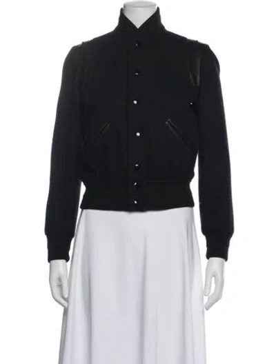 Pre-owned Saint Laurent Wool Bomber Jacket In Gray