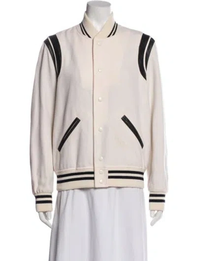 Pre-owned Saint Laurent Wool Bomber Jacket In Neutral