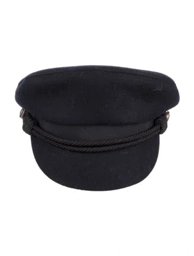 Pre-owned Saint Laurent Wool Brenton Captain Cap In Black