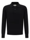 Saint Laurent Wool Polo Shirt Cuffs Ribbed In Black