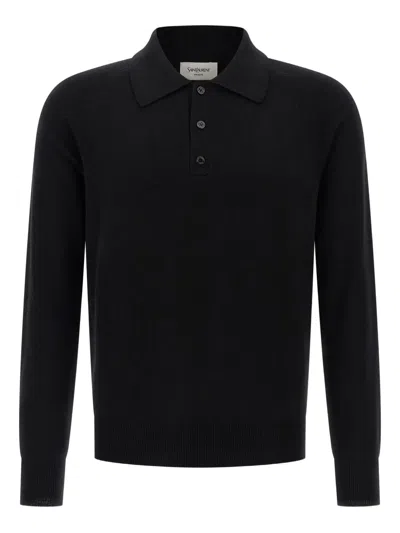 SAINT LAURENT WOOL BUTTONED POLO SHIRT