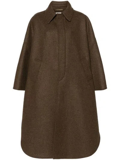 Saint Laurent Wool Cape In Brown