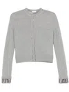 Saint Laurent Silk Satin-trimmed Wool Cardigan In Grey