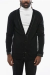 Saint Laurent Wool Cardigan With Silk Lining In Black