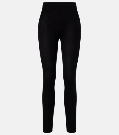 Saint Laurent Wool, Cashmere, And Silk Leggings In Black