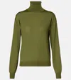 Saint Laurent Wool, Cashmere, And Silk Turtleneck Sweater In Green