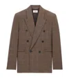Saint Laurent Wool-cashmere Double-breasted Jacket In Brown