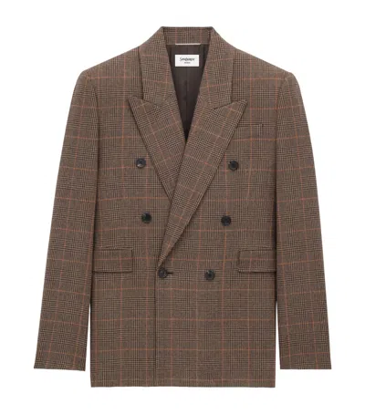Saint Laurent Wool-cashmere Double-breasted Jacket In White