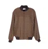 Saint Laurent Cassandre Bomber Jacket In Wool Check In Brown