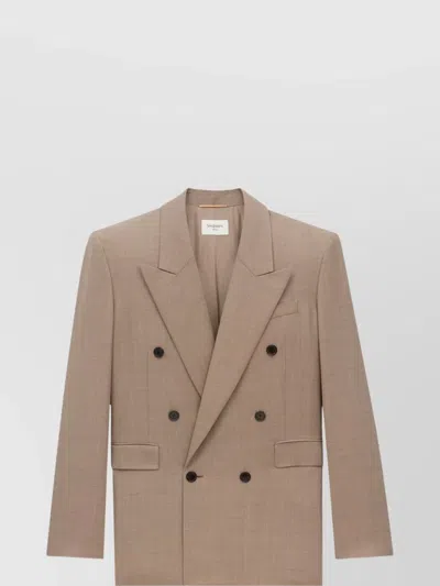 SAINT LAURENT WOOL CAVIAR DOUBLE-BREASTED JACKET