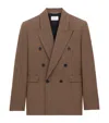 Saint Laurent Wool Check Blazer In Brown