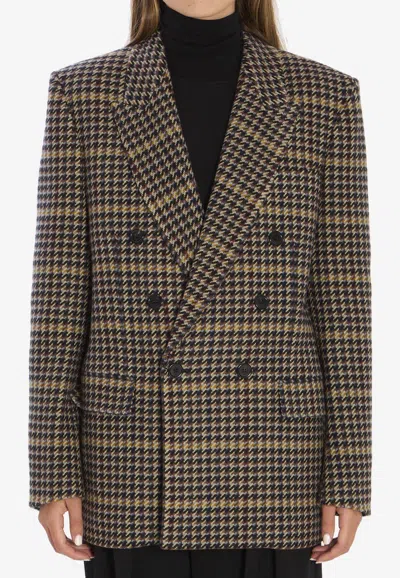 SAINT LAURENT WOOL CHECK OVERSIZED JACKET