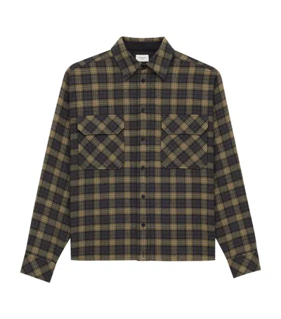 Saint Laurent Wool Checked Overshirt In Green