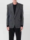 Saint Laurent Oversized Single-breasted Herringbone Wool Jacket In Blue