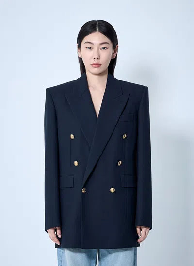 Saint Laurent Wool Chiné Blazer In Blue