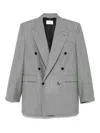 Saint Laurent Double-breasted Wool-twill Blazer In Gray