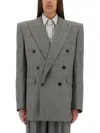 Saint Laurent Wool Chiné Jacket In Gray