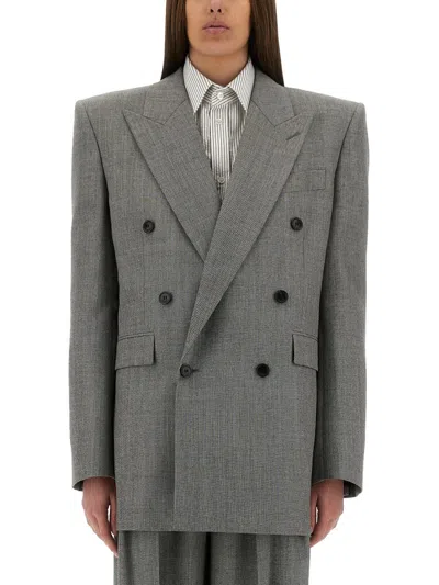 Saint Laurent Wool Chiné Jacket In Gray