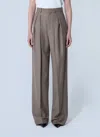 Saint Laurent Wide Taupe Beige Wool Trousers Women In Brown