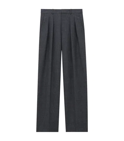 Saint Laurent Wool Chiné Trousers In Gray