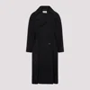 Saint Laurent Wool Coat With Central Back Slit In Black