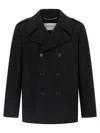 Saint Laurent Wool Coat In Black