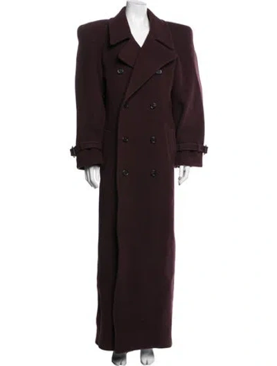 Pre-owned Saint Laurent Wool Coat In Burgundy
