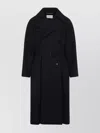 Saint Laurent Wool Coat With Central Back Slit In Blue