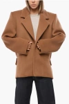 Saint Laurent Wool Coat With Martingale In Brown