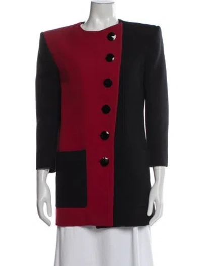 Pre-owned Saint Laurent Wool Colorblock Pattern Coat In Red