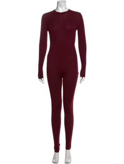 Pre-owned Saint Laurent Wool Crew Neck Jumpsuit In Burgundy