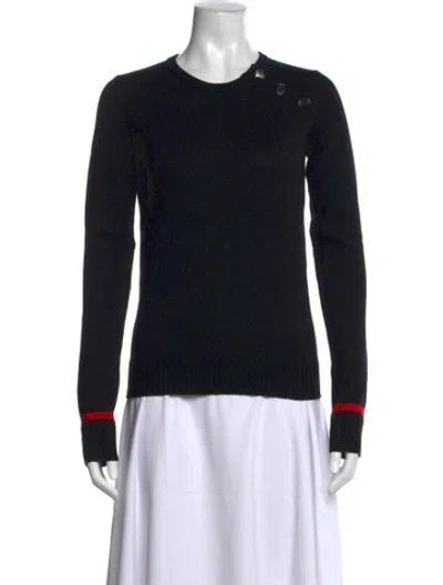 Pre-owned Saint Laurent Wool Crew Neck Sweater In Black